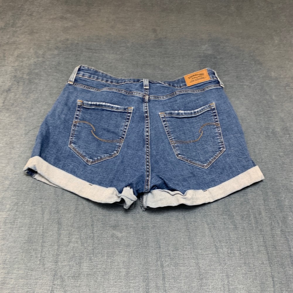 Signature by Levi Strauss & Co Mom Shorts Women 13 Blue Denim Cuffed Hem Outdoor